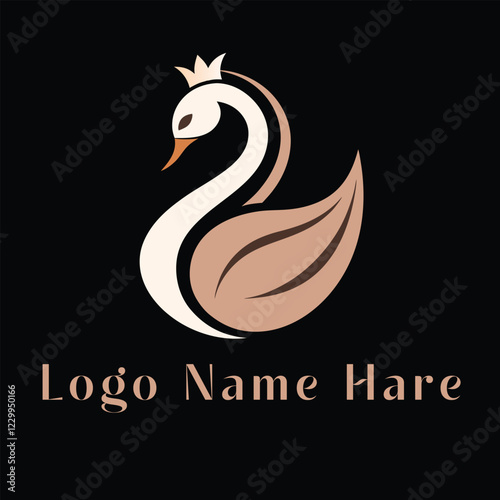  A premium swan logo with a crown, symbolizing elegance and luxury. Ideal for branding, beauty, and fashion industries.