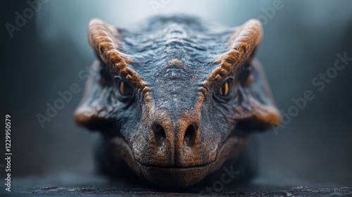 A close-up of a dragon-like creature showcasing detailed textures and vibrant colors, This image can be used for fantasy illustrations, book covers, and gaming content,