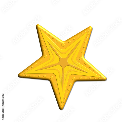 golden star isolated on white. 3d style
