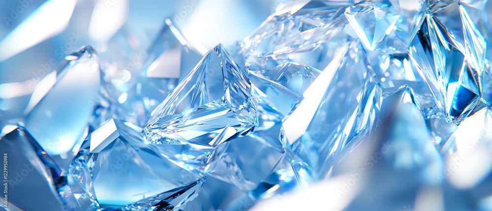 Sparkling blue ice crystals with sharp edges, ultra detailed textures. Macro shot capturing the beauty of frozen nature, transparency, and cool winter aesthetics.Abstract background. Generative ai Sparkling blue ice crystals with sharp edges, ultra detailed textures. Macro shot capturing the beauty of frozen nature, transparency, and cool winter aesthetics.Abstract background. Generative ai