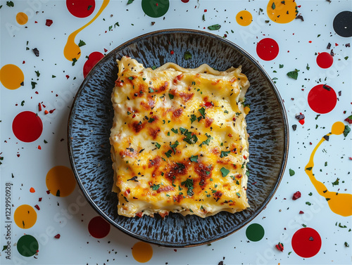 Food shot of freshly baked lasagna photo