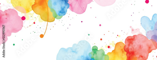 Holi colorful abstract liquid watercolor background with artistic, paint, splashes, grunge, splatter, texture, powder, Artwork for creative banner, card, template, effect, ink, blot design vector