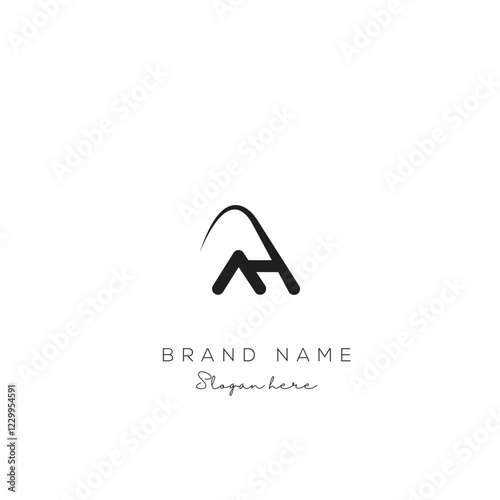 Minimal creative initial based AH logo and HA logo. Letter AH HA creative elegant monogram Black and white.