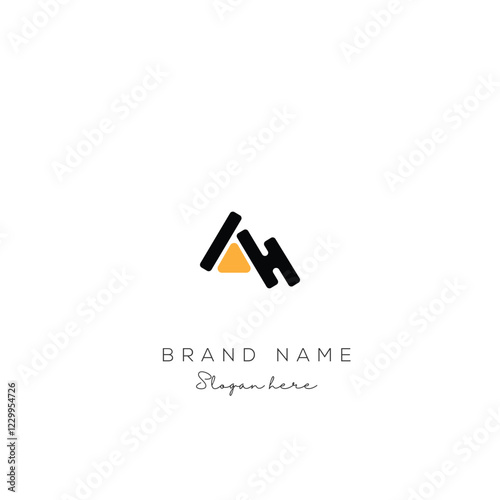 Minimal creative initial based AH logo and HA logo. Letter AH HA creative elegant monogram Black and white.