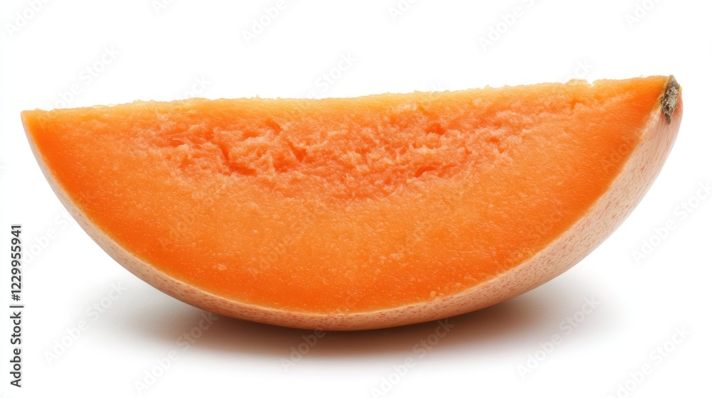 Sliced ripe cantaloupe melon wedge isolated on white. Sliced ripe cantaloupe melon wedge isolated on white.