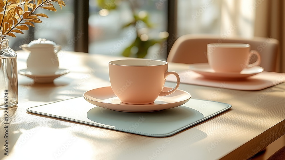 Obraz premium Savoring morning coffee bright room cozy close-up photography relaxation and comfort inviting atmosphere