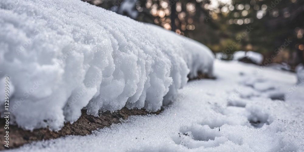 A close-up of textured white snow with partial melting, revealing the ground beneath. A close-up of textured white snow with partial melting, revealing the ground beneath.
