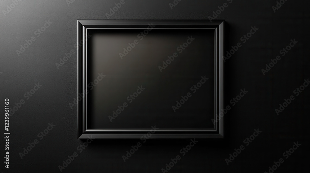 Empty black frame display against dark wall photography minimalist environment artistic perspective Empty black frame display against dark wall photography minimalist environment artistic perspective