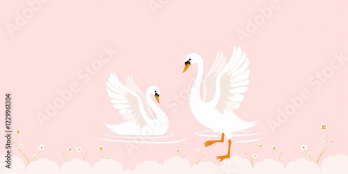 Set of three nursery posters with swans and lettering quotes on pink background, suitable for girlish greeting cards, prints, banners, etc, eps 10, lettering, prints