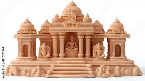 Intricate Sandstone Temple Model With Architectural Details