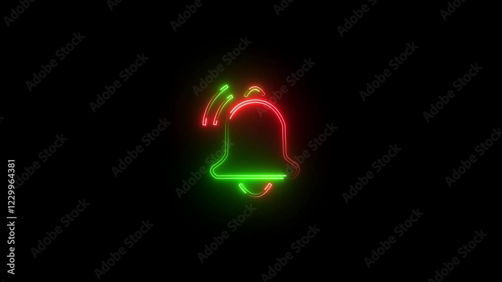 Abstract glowing neon line Notification bell icon animation on black background. Abstract glowing neon line Notification bell icon animation on black background.