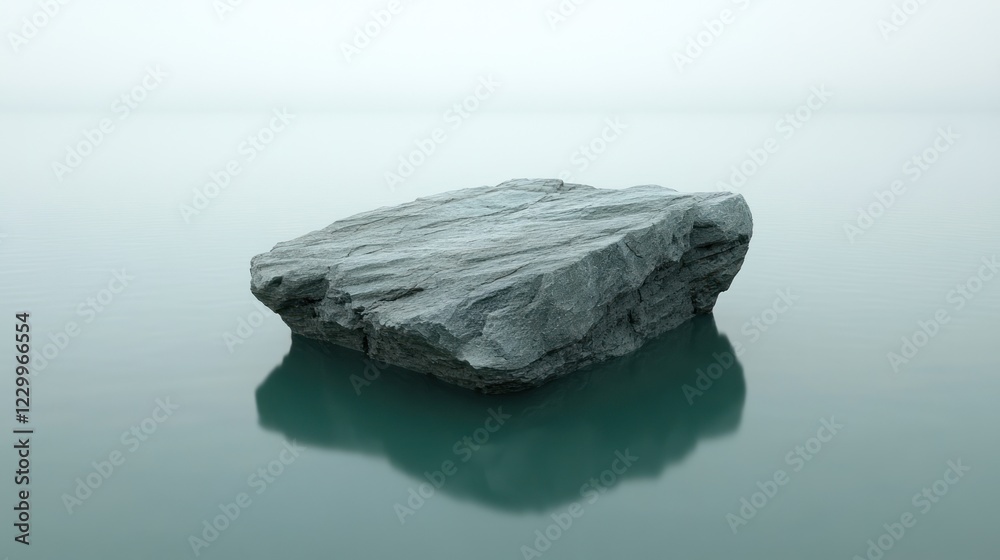 Naklejka premium Gray rock floating on calm water.
