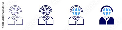 Global customer service icon in 4 different styles. Thin Line, Line, Bold, and Bold Line. Duotone style. Editable stroke