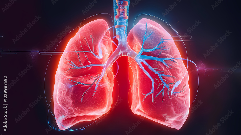 An Anatomically Accurate Human Lung Showcasing Its Intricate Internal Structure and Key Components - Digital Art An Anatomically Accurate Human Lung Showcasing Its Intricate Internal Structure and Key Components - Digital Art
