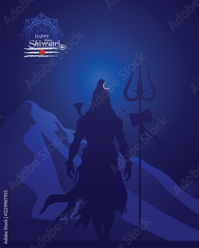 Maha shivratri lord shiva with mountain vector poster