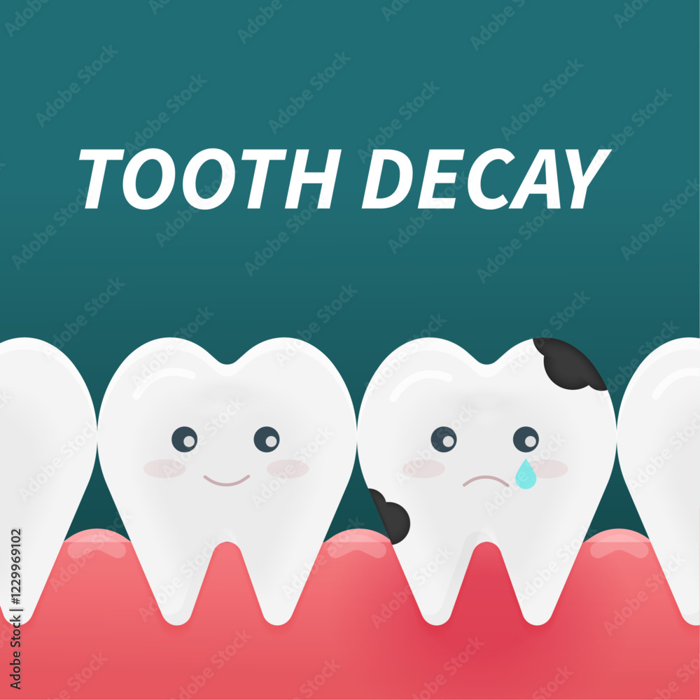 Obraz premium decay tooth vector banner
