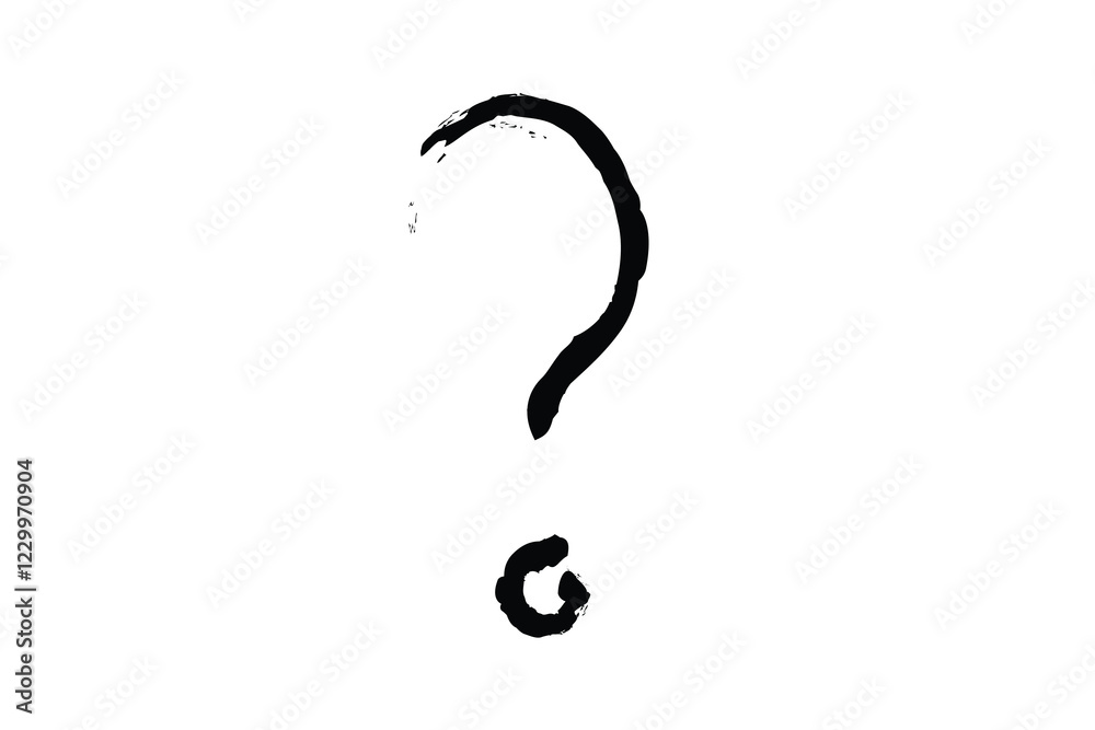 Hand-drawn question mark with rough brushstroke Hand-drawn question mark with rough brushstroke