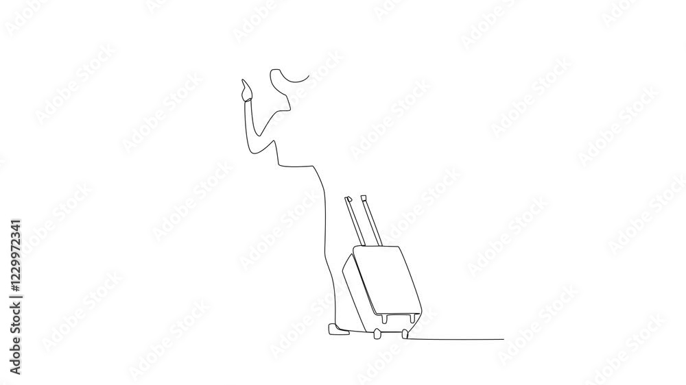Video Vector one continuous line from the concept of traveling man and woman Video Vector one continuous line from the concept of traveling man and woman