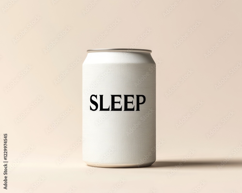 A realistic photo of an unbranded white can with the word A realistic photo of an unbranded white can with the word