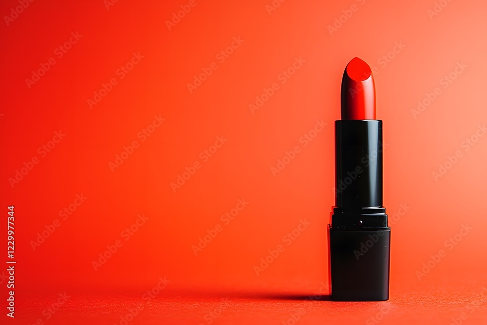 Vibrant Red Lipstick on Bold Red Background Beauty Product Photography Cosmetic Vibrant Red Lipstick on Bold Red Background Beauty Product Photography Cosmetic