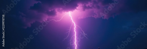 Lightning flashing across the dark stormy skies with clouds in the background, acrossdarkskies, foggy, electrified photo