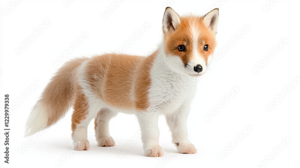 Fototapeta premium Playful fox puppy home environment animal portrait bright background close-up view adorable wildlife concept for seo impact