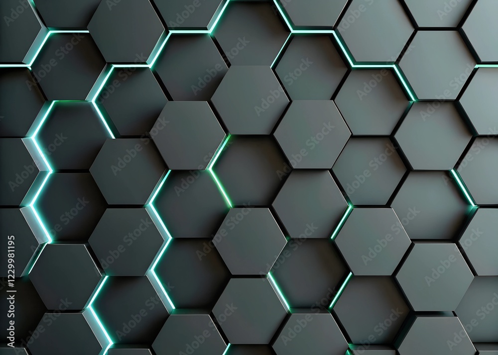 Abstract 3d hexagon background with glowing neon lights.. Futuristic technology style. Abstract 3d hexagon background with glowing neon lights.. Futuristic technology style.