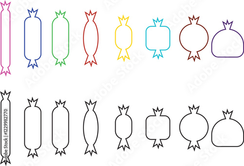 Sweets and candy icon set. Chocolate bars, caramel, toffee and lollipop on sticks, marmalade bears. Confectionery shop elements for birthday kids present cartoon flat isolated vector collection.