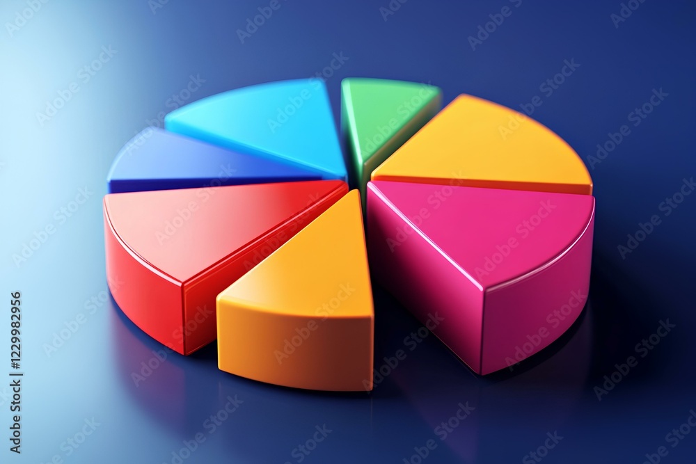 Obraz premium Colorful Pie Chart Creative Data Presentation For Finance, Marketing And Business Analytics 