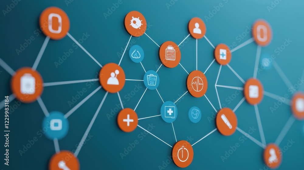 Connection of Various Icons Representing Technology and Healthcare Systems Connection of Various Icons Representing Technology and Healthcare Systems