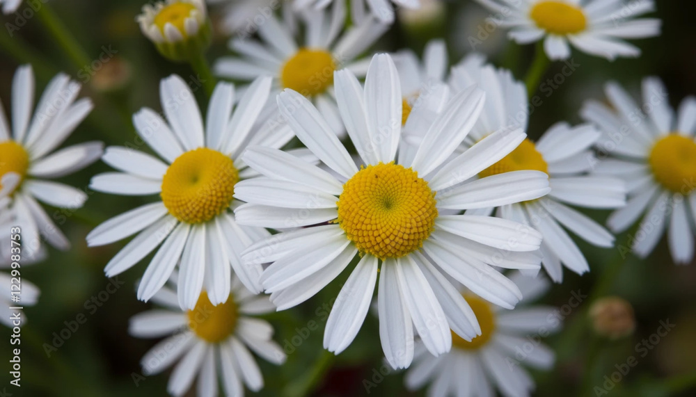 Fototapeta premium macro photography of chamomile flowers in bloom