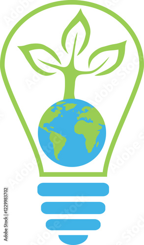 Ecolamp, eco light bulb icon in the form of a tree and the Earth. Vector, designer illustration. Vector.