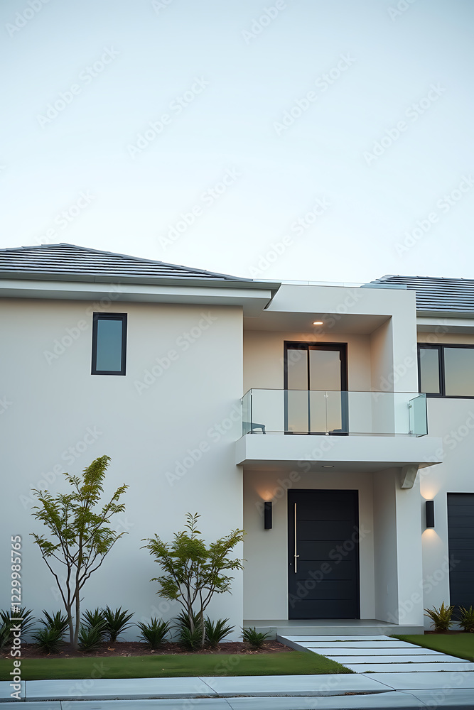 Fototapeta premium Modern Minimalist House Exterior: Contemporary Home Design and Architecture