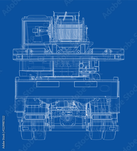 Car crane. Vector rendering of 3d