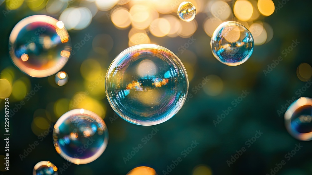 Floating bubbles with a metallic sheen, creating an abstract modern art effect. Floating bubbles with a metallic sheen, creating an abstract modern art effect.