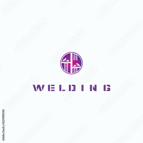 
illustration consisting of an image of a welder in the form of a symbol or logo