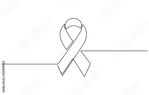 AIDS awareness band World AIDS day one line art drawing Continuous one line drawing, AIDS awareness ribbon one line colored continuous drawing. World AIDS day symbol continuous one line.