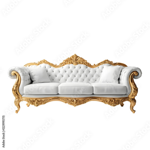 Luxurious Gold Framed White Sofa Showcase