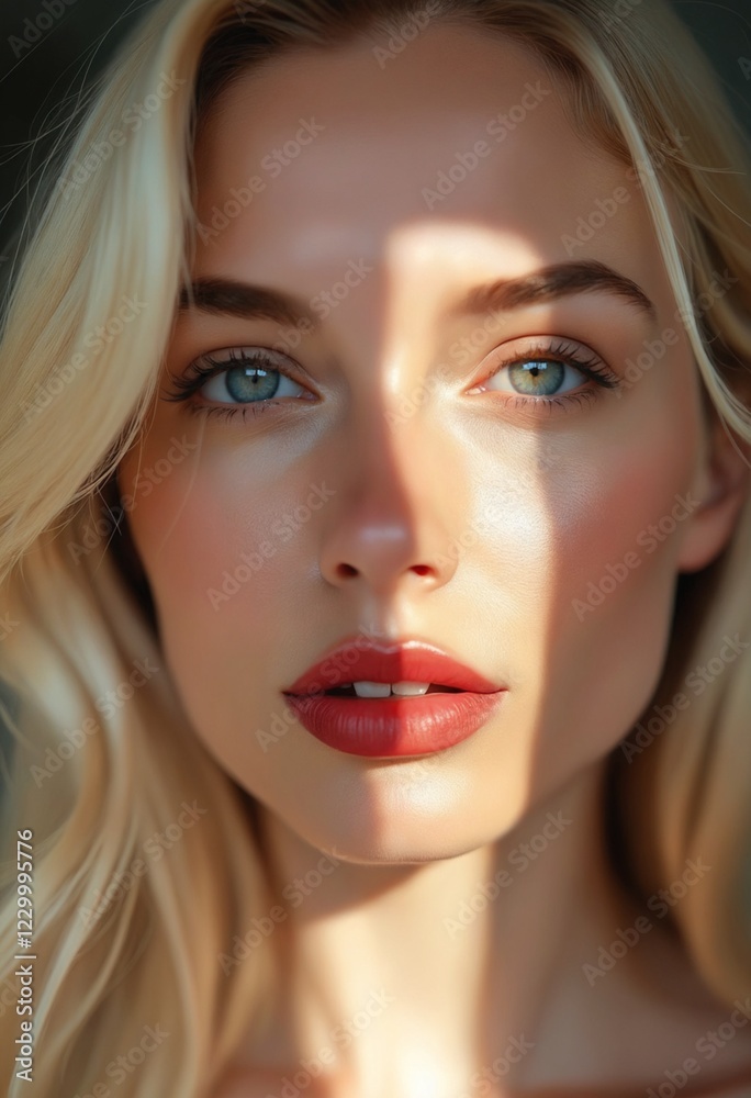 Close-up photo of the face of a light-skinned woman Close-up photo of the face of a light-skinned woman