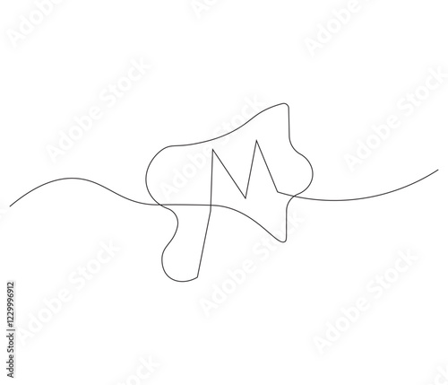 Public horn speaker in one continuous line drawing. Megaphone symbol of business and attention hire job. Speaker in simple linear style. Editable outline illustration