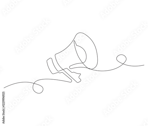 Public horn speaker in one continuous line drawing. Megaphone symbol of business and attention hire job. Speaker in simple linear style. Editable outline illustration