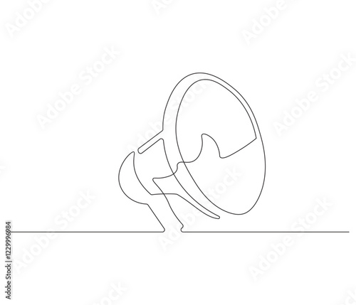 Public horn speaker in one continuous line drawing. Megaphone symbol of business and attention hire job. Speaker in simple linear style. Editable outline illustration