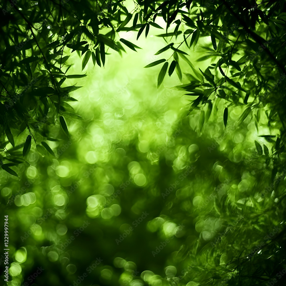 Lush green bamboo forest, sunlight bokeh. Nature background Lush green bamboo forest, sunlight bokeh. Nature background