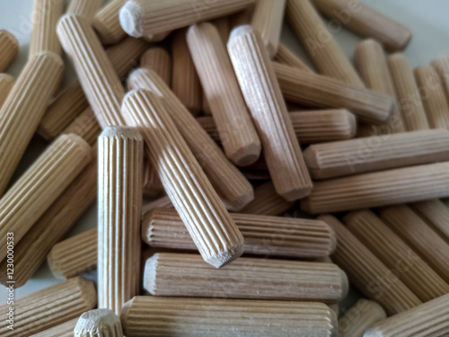 Wood dowel pins are cylindrical pieces of wood that are used to join two pieces of wood together. They are a common tool in carpentry and woodworking, and are often used in furniture.