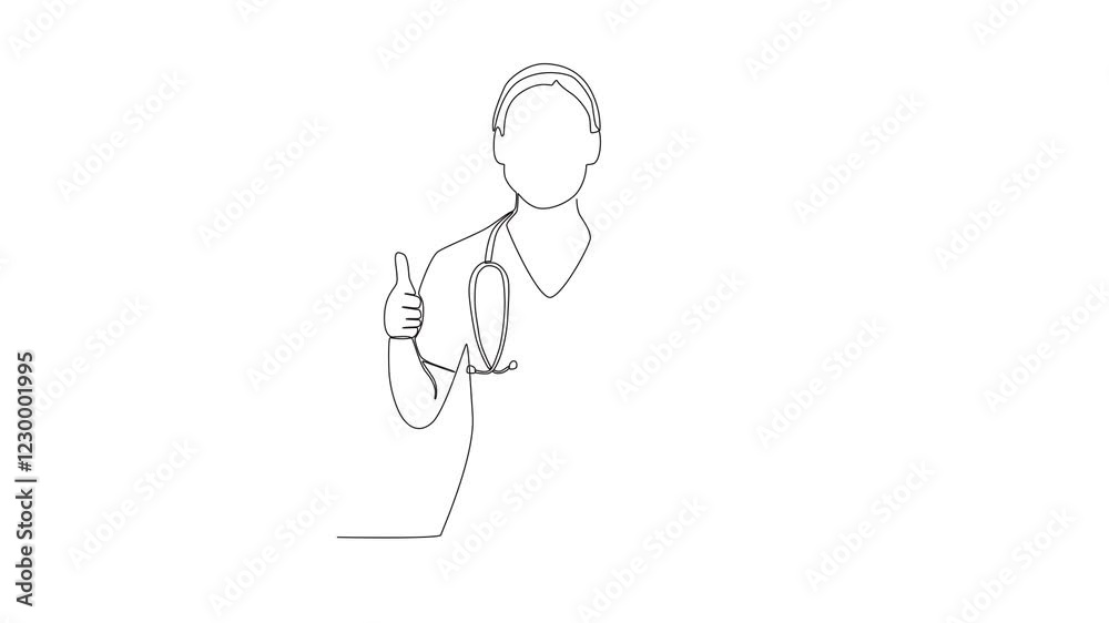 Video Continuous one-line vector of nursing day profession Video Continuous one-line vector of nursing day profession
