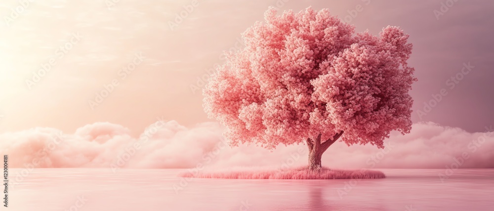 Fototapeta premium Unique surreal pink tree with fluffy