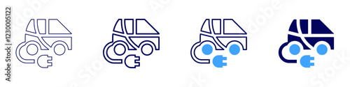 Electric car grants icon in 4 different styles. Thin Line, Line, Bold, and Bold Line. Duotone style. Editable stroke