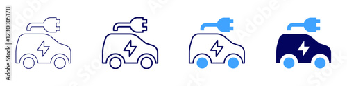 Electric car models icon in 4 different styles. Thin Line, Line, Bold, and Bold Line. Duotone style. Editable stroke