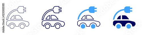 Electric car lease icon in 4 different styles. Thin Line, Line, Bold, and Bold Line. Duotone style. Editable stroke