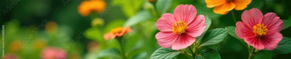 Sida cordifolia plant in a garden with other flowers, plants, cut flowers, floral arrangements Sida cordifolia plant in a garden with other flowers, plants, cut flowers, floral arrangements